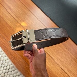Brown Leather Reversible Coach Belt